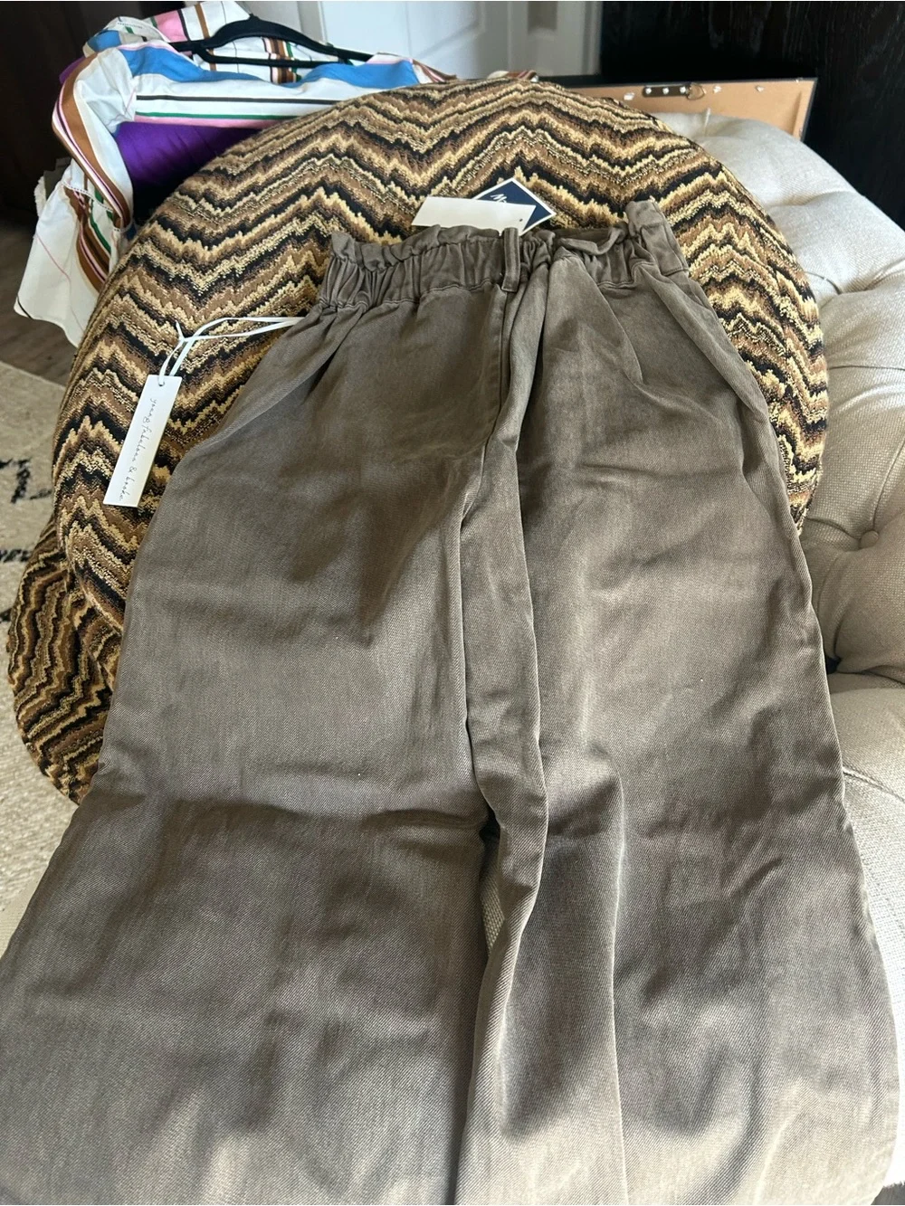 Young Fabulous & Broke Cropped Wide-Leg Cargo Pants in Olive